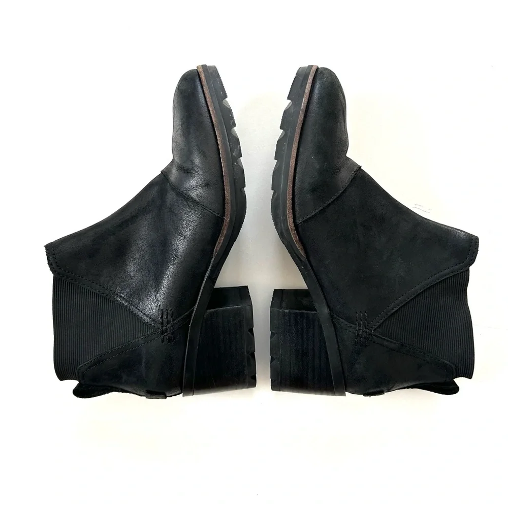 Sorel Black Genuine Leather Cate Chelsea Heeled Boots